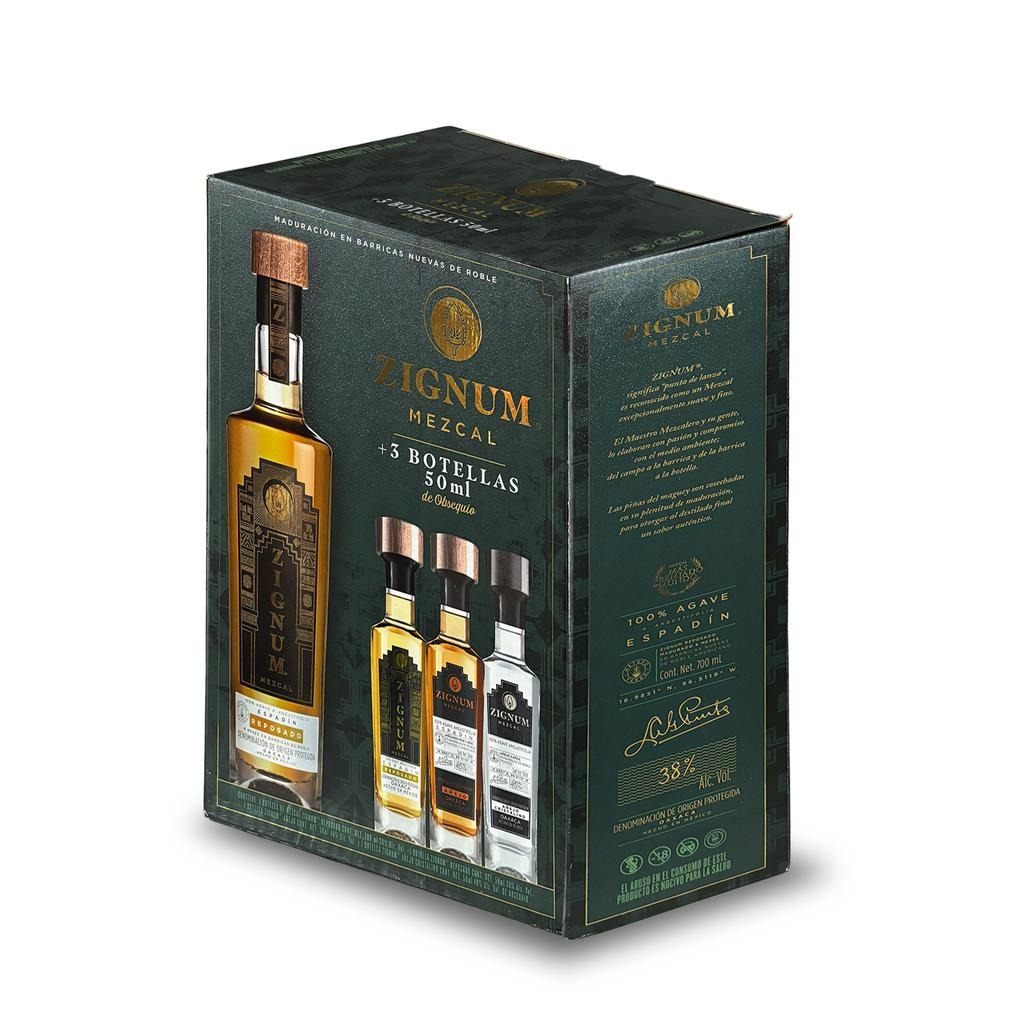 Zignum Mezcal 100 % Agave 750 mL + 3 Miniaturas 50 mL - Imagen 2